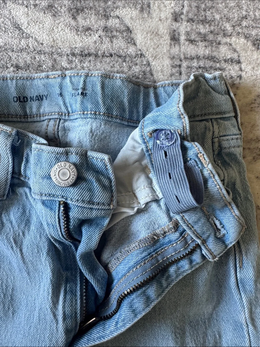 Old Navy Light Blue Flared Distressed Jeans